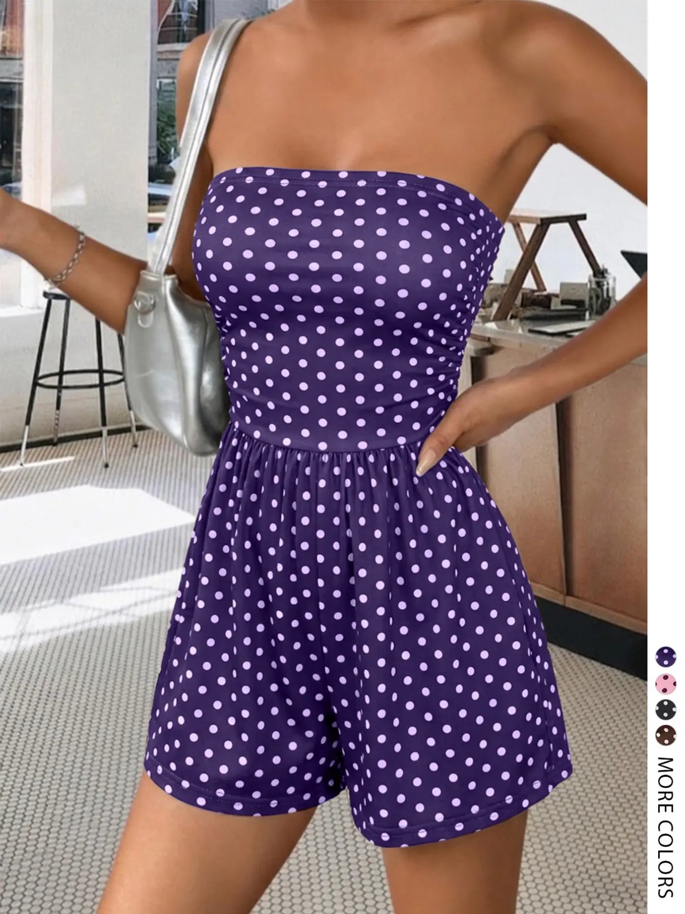 Women's Sleeveless Strapless Jumpsuit, Solid Color, Casual Fitted Short Pants, Multi-Color Basic Summer, Butter Vacation Style, Beach Jumpsuit