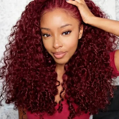 URody 99J Burgundy Burmese Curly Half Wig