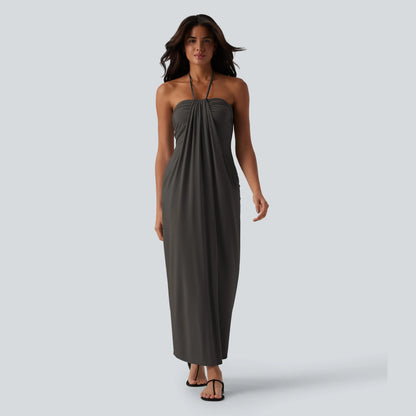 Halter Tie Back Maxi Dress with Pockets