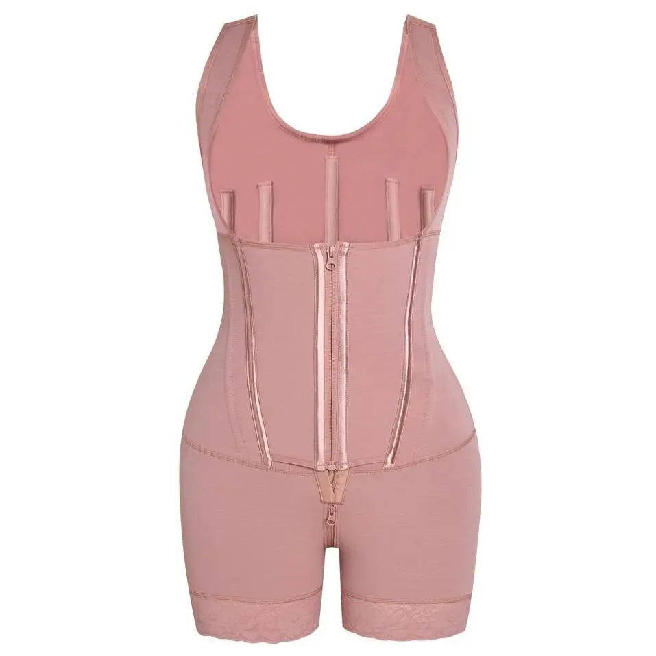 Women's Zippered U-Neck 2-Layer Faja Bodysuit - High-Waisted Shaper with Highwaist Tummy Control, Hip Compression, Postpartum Cincher for Wedding, Work, Body Contouring Shapewear, High Waisted Shapers, Faja Body Shaper
