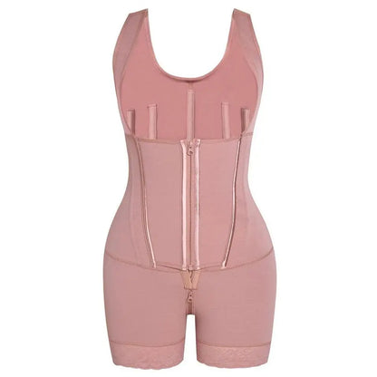 Women's Zippered U-Neck 2-Layer Faja Bodysuit - High-Waisted Shaper with Highwaist Tummy Control, Hip Compression, Postpartum Cincher for Wedding, Work, Body Contouring Shapewear, High Waisted Shapers, Faja Body Shaper