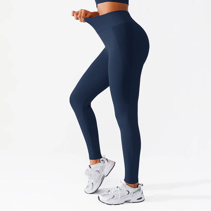 Lycra Fabric Butt Lifting No Front Seam High-Waisted Breathable Yoga Pants Tummy Control Seamless Gym Running Leggings