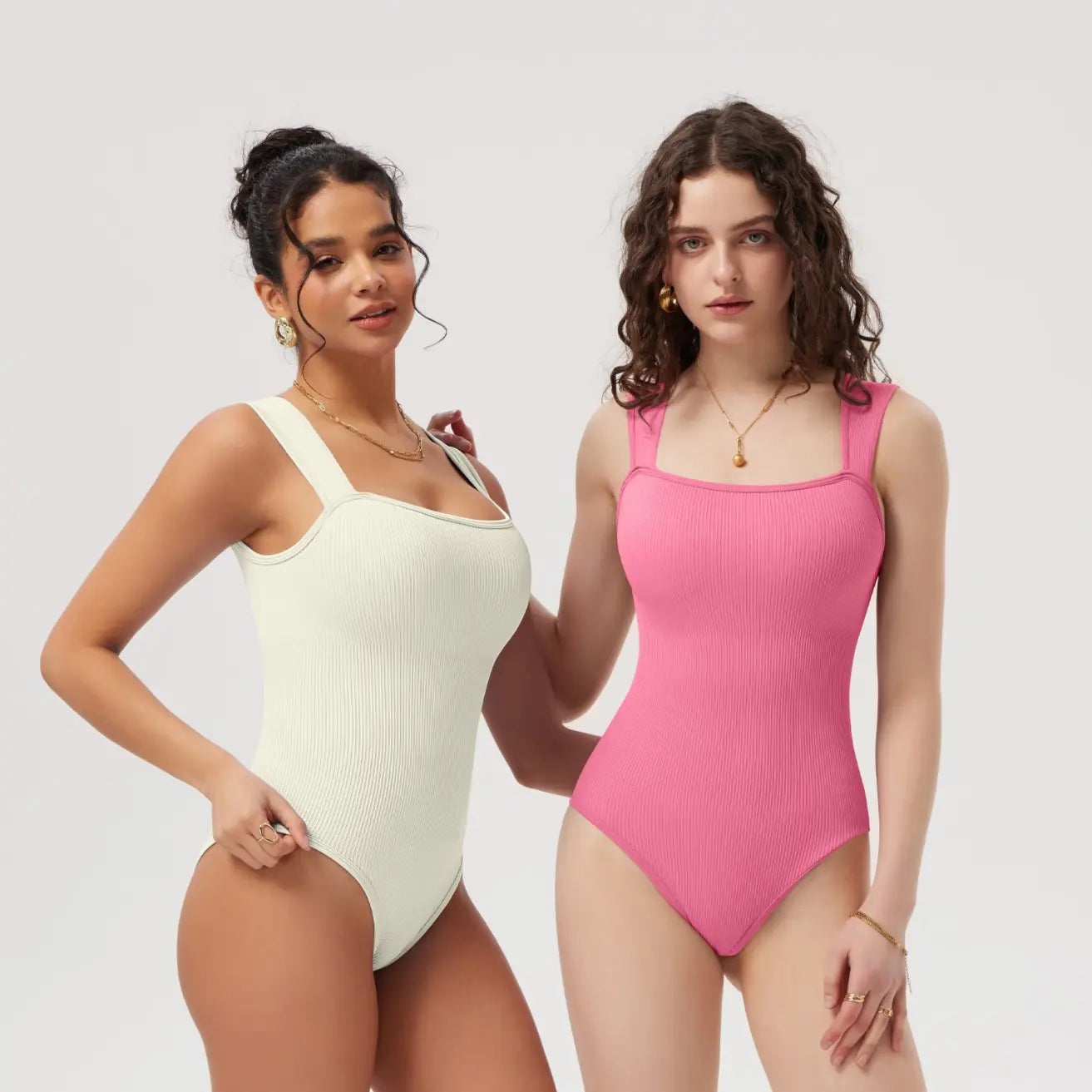 Women's 3 Piece Ribbed Bodysuits - Sexy Square Neck Sleeveless Tank Top Design - Stretchy  Soft Womenswear Underwear Lady Comfort Trendy,back to school,back to school shopping