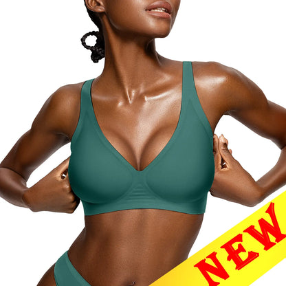 Womens Jelly Bras Wireless Comfortable Soft Push Up Bralettes Seamless Tshirts Bras Deep V Everyday Bras
