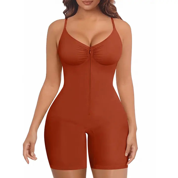 Women Tummy Control Bodysuits Zip-Up Comfort Ultra Stretch Fabric Customizable Fit Breathable Mesh Design Comfortable Fit