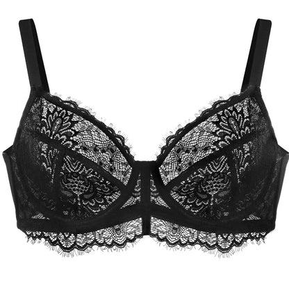 Sunflower Floral Lace Unlined Unpadded Plus Size Underwire Full Coverage Minimizer Bra dealsforyoudays