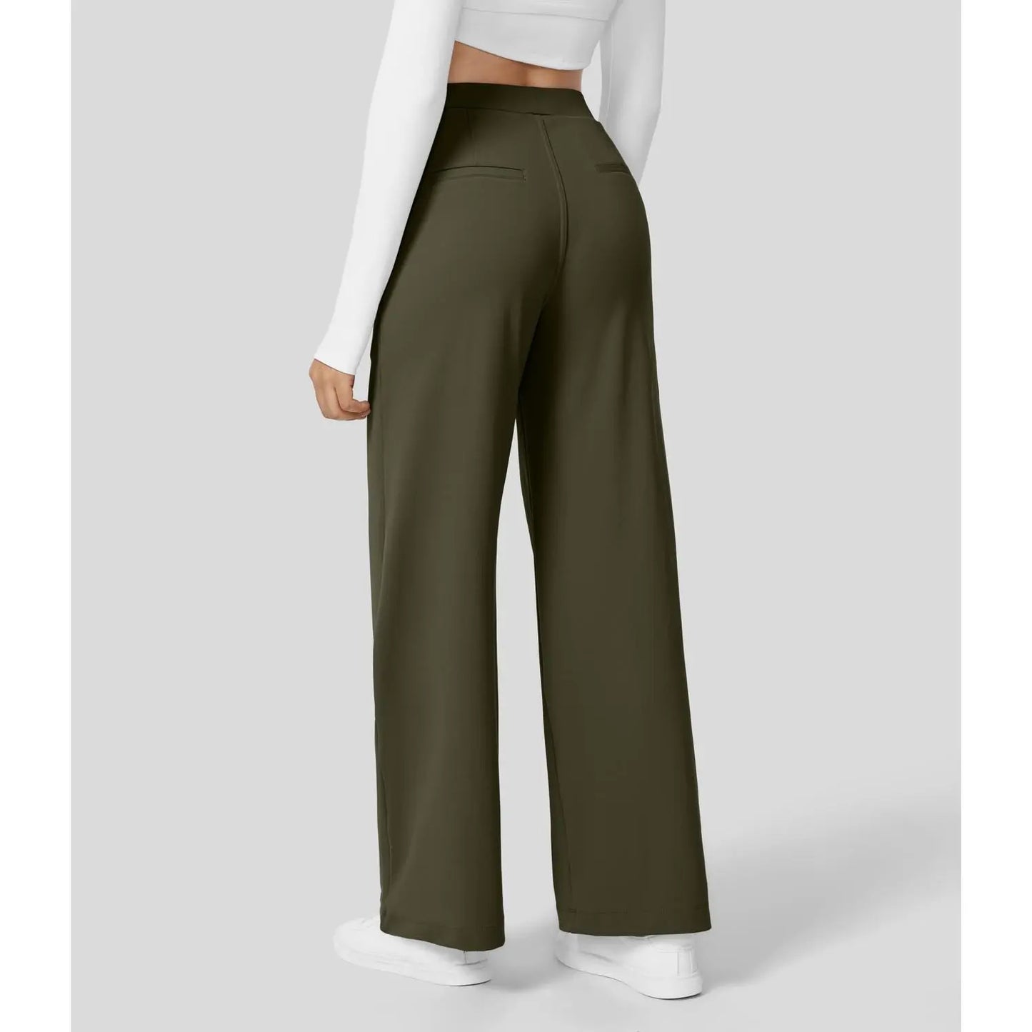 High Waisted Pocket Straight Leg Work Pants