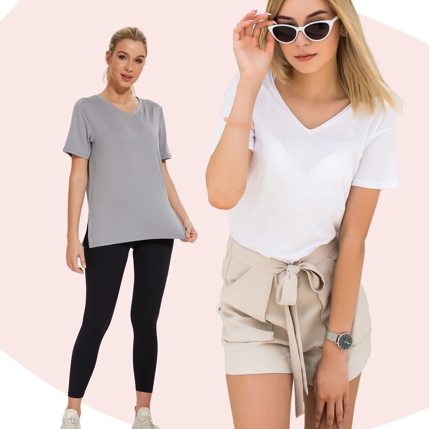 1/3 Pack Women's Plus Size Short Sleeve T-Shirts - ‌Lightweight Casual V-Neck Tops for Fall, ‌Breathable Loose Fit‌, Comfortable Basic Tees #tiktokshopsummersale
