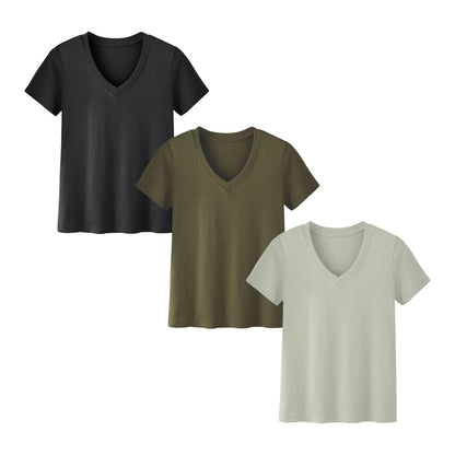 1/3 Pack Women's Plus Size Short Sleeve T-Shirts - ‌Lightweight Casual V-Neck Tops for Fall, ‌Breathable Loose Fit‌, Comfortable Basic Tees #tiktokshopsummersale