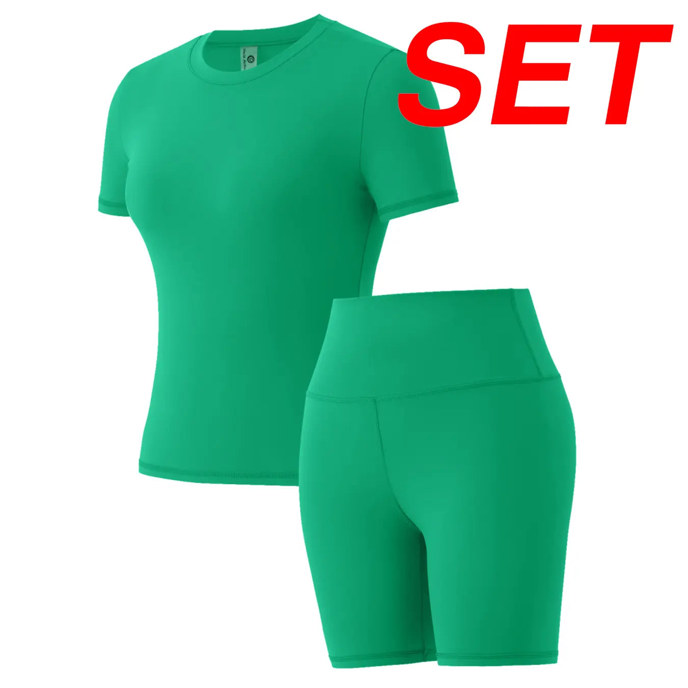 Women's Solid Round Neck Short Sleeve Athletic T-Shirt - 2 Piece Matching Gym Sets, Casual Sportswear for Indoor & Outdoor Fitness, Women's Clothes, Clothing summerwins Try it,travel essentials,camping essentials