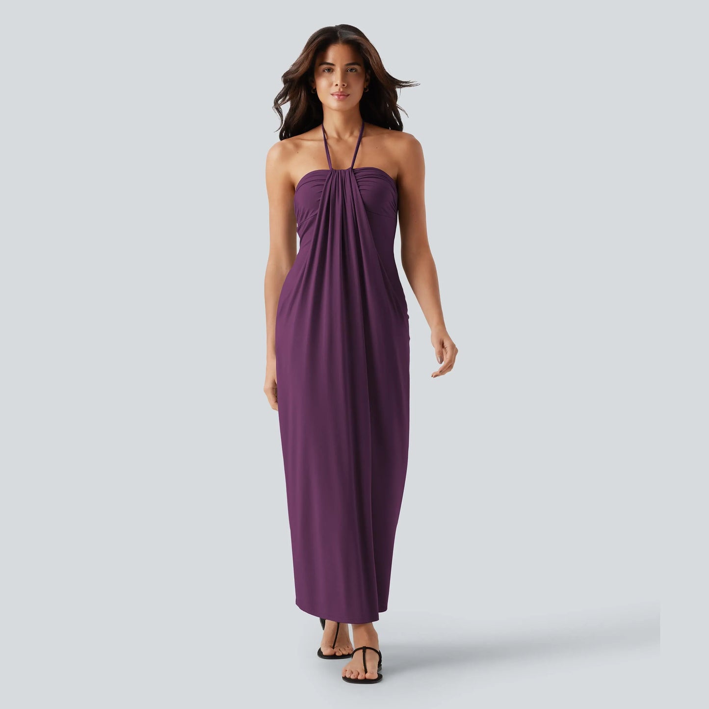 Halter Tie Back Maxi Dress with Pockets