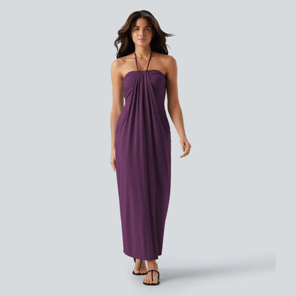 Halter Tie Back Maxi Dress with Pockets