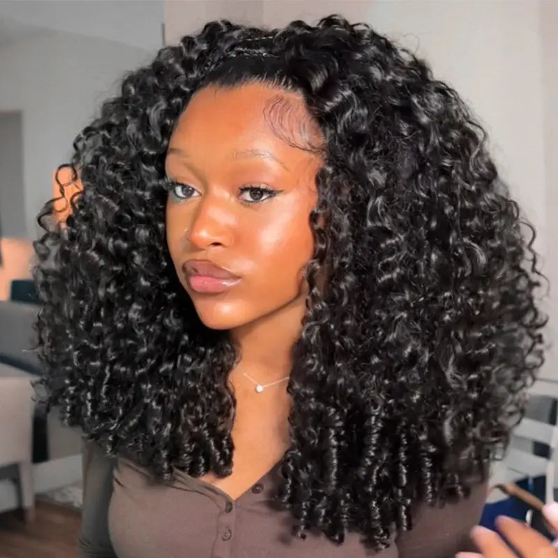 URody Burmese Curly Drawstring Half Wig - Glueless Beginner Friendly