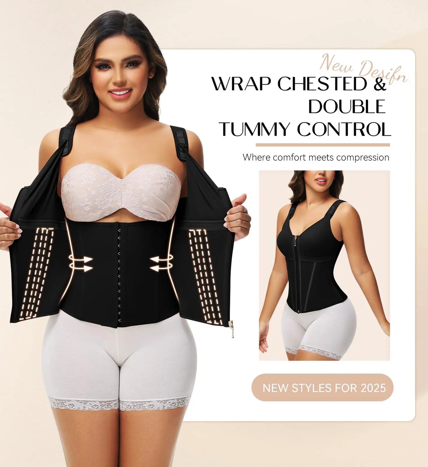 Waist Shapewear for Women with Bra Girdle Workout Shapewear with Adjustable Shoulder Strap
