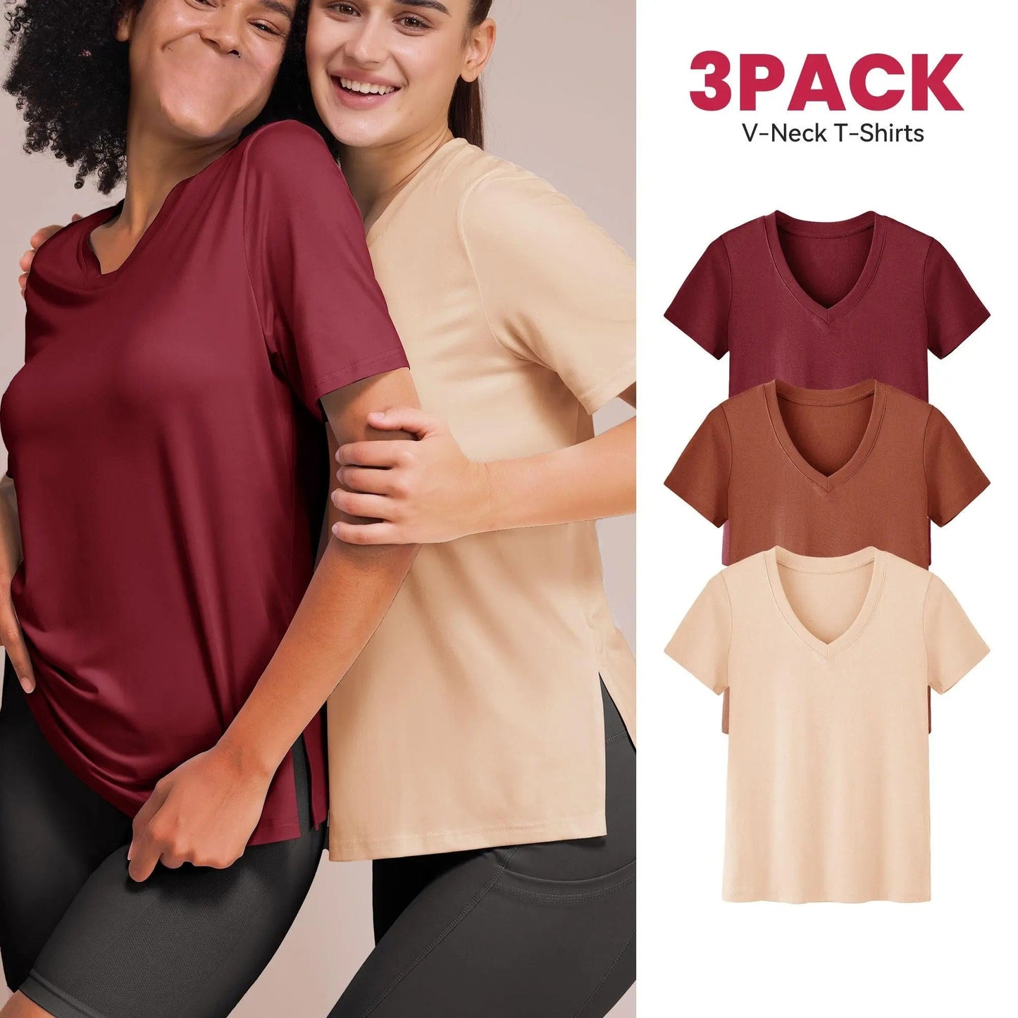 1/3 Pack Women's Plus Size Short Sleeve T-Shirts - ‌Lightweight Casual V-Neck Tops for Fall, ‌Breathable Loose Fit‌, Comfortable Basic Tees #tiktokshopsummersale