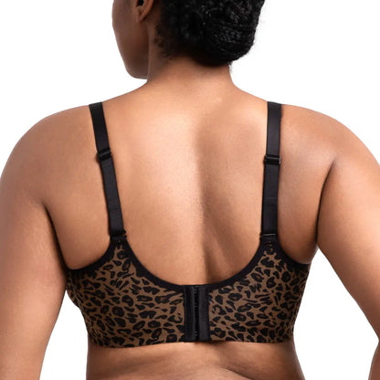 Leopard Wild Unlined Plus Size Breathable Soft Mesh No Padding Underwire Women Bra Halter Top Bra Womenswear Vneck