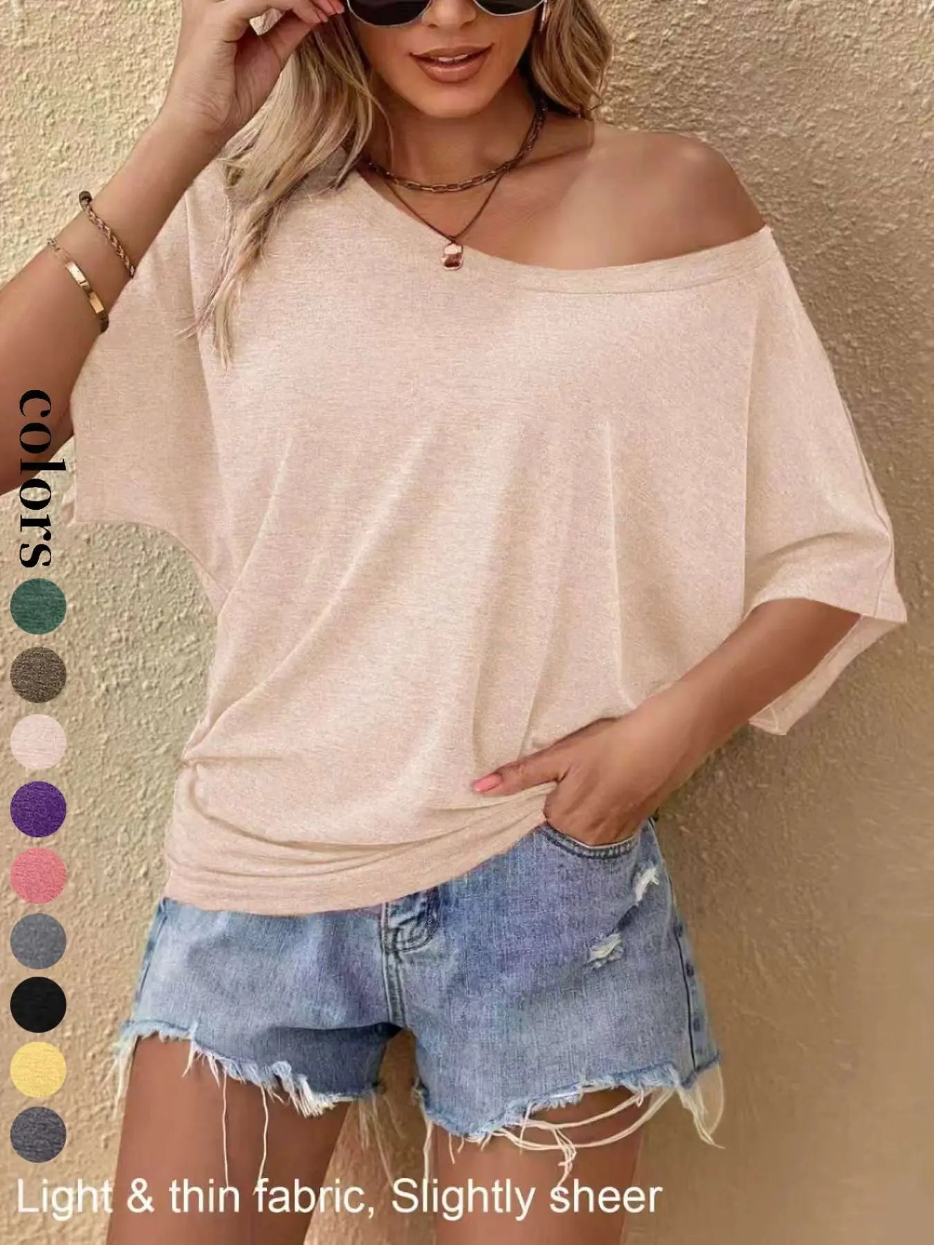2026 Women's Casual Loose-Fitting Short Sleeve T-Shirt, Plain Round Neck Design, Comfortable Everyday Wear for All Seasons