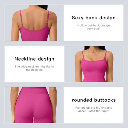 Gym Outfits for Women, 2 Piece Brushed Quick-Dry Yoga Set with Strappy Back Tank Top & High-Waisted Shorts, Fashion Apparel,travel essentials,camping essentials, Trending, Women's Clothes