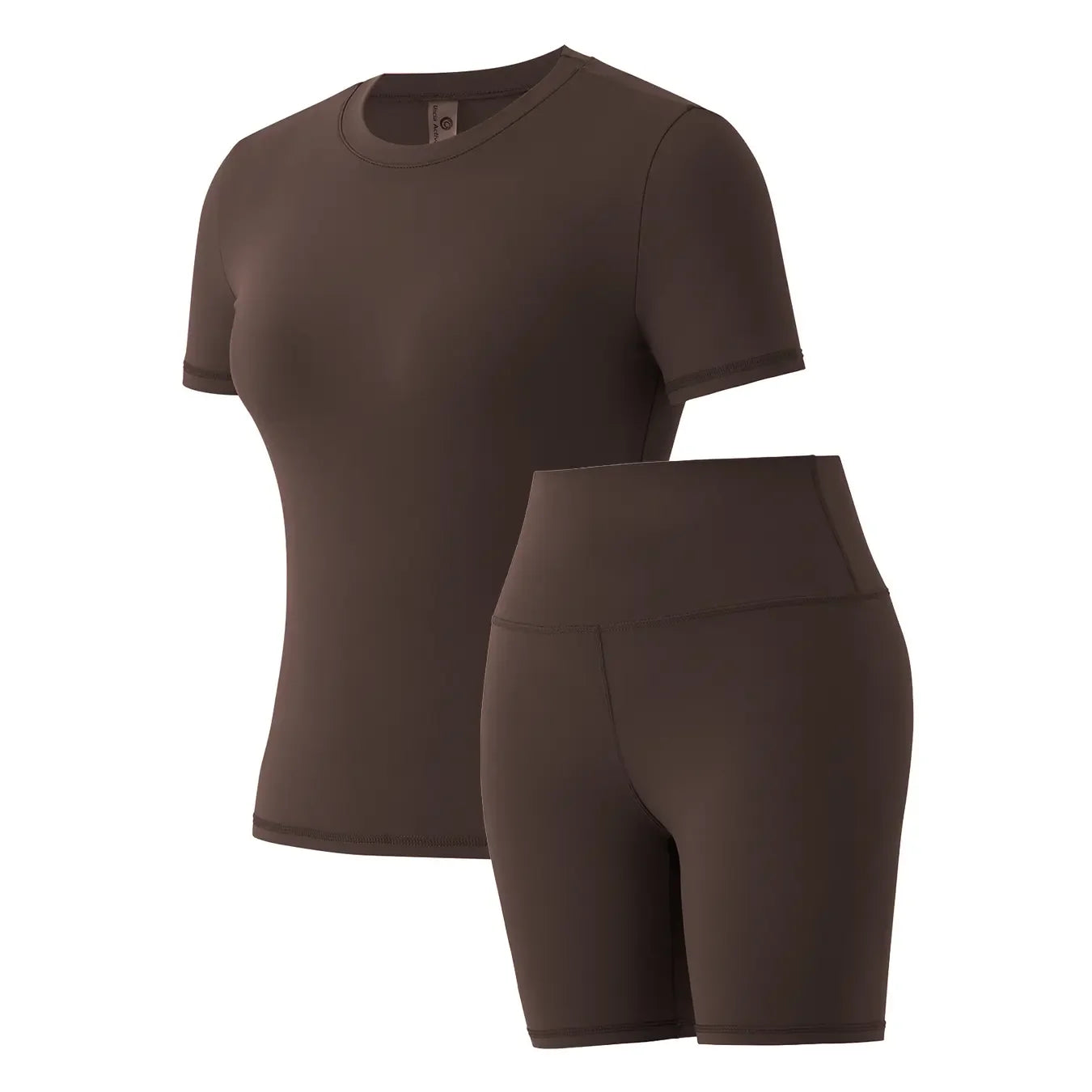 Women's Solid Round Neck Short Sleeve Athletic T-Shirt - 2 Piece Matching Gym Sets, Casual Sportswear for Indoor & Outdoor Fitness, Women's Clothes, Clothing summerwins Try it,travel essentials,camping essentials