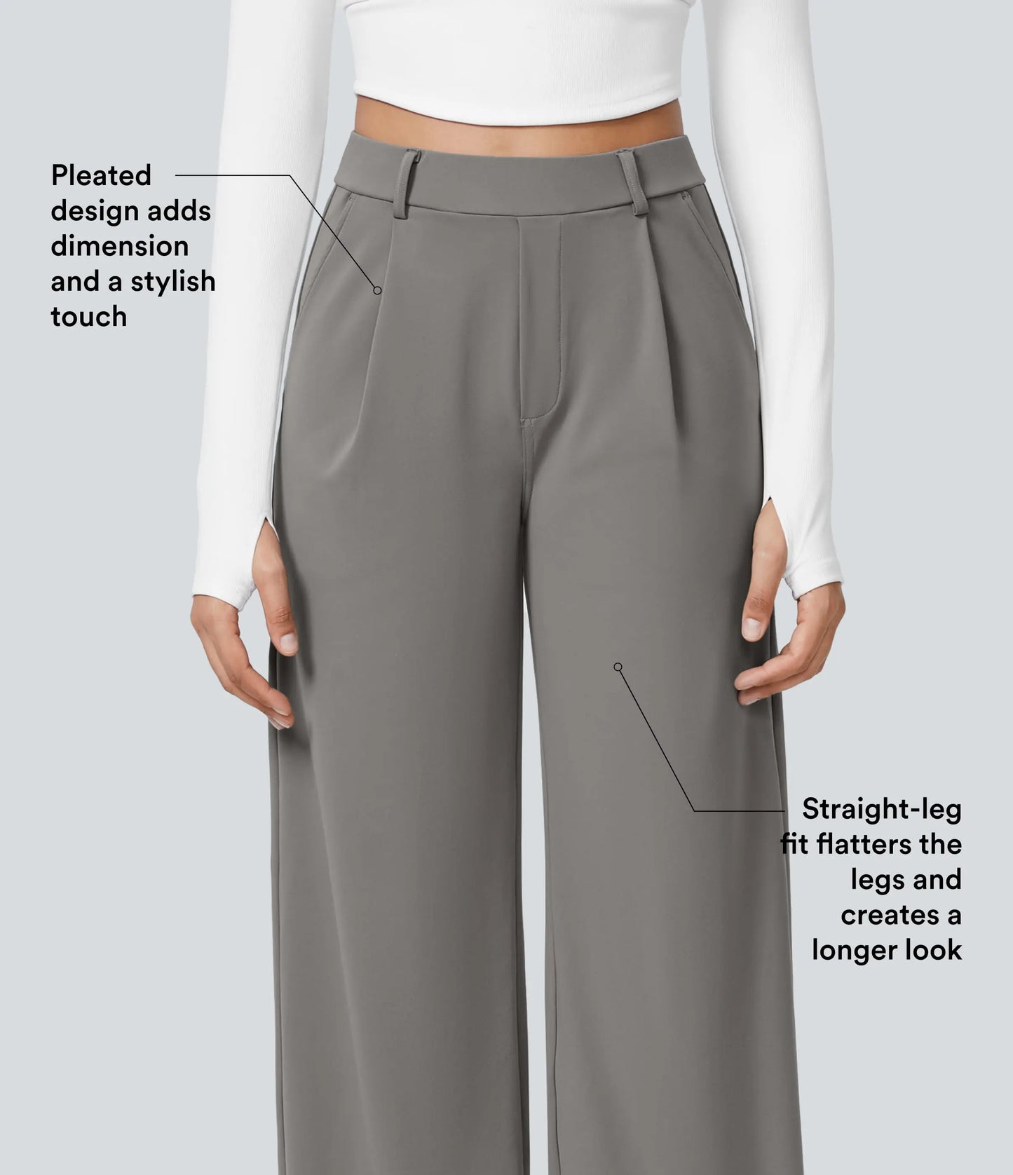 High Waisted Pocket Straight Leg Work Pants