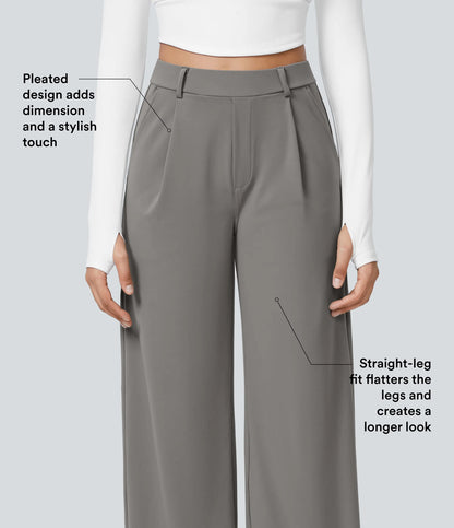 High Waisted Pocket Straight Leg Work Pants