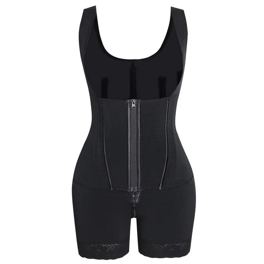 Women's Zippered U-Neck 2-Layer Faja Bodysuit - High-Waisted Shaper with Highwaist Tummy Control, Hip Compression, Postpartum Cincher for Wedding, Work, Body Contouring Shapewear, High Waisted Shapers, Faja Body Shaper