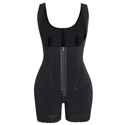 Women's Zippered U-Neck 2-Layer Faja Bodysuit - High-Waisted Shaper with Highwaist Tummy Control, Hip Compression, Postpartum Cincher for Wedding, Work, Body Contouring Shapewear, High Waisted Shapers, Faja Body Shaper