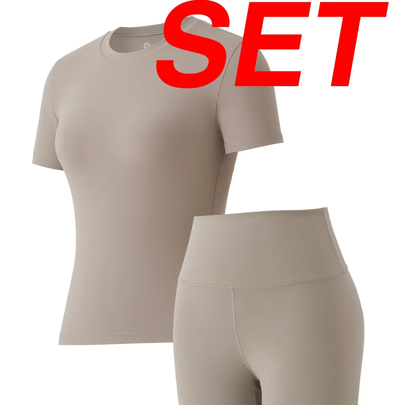 Women's Solid Round Neck Short Sleeve Athletic T-Shirt - 2 Piece Matching Gym Sets, Casual Sportswear for Indoor & Outdoor Fitness, Women's Clothes, Clothing summerwins Try it,travel essentials,camping essentials