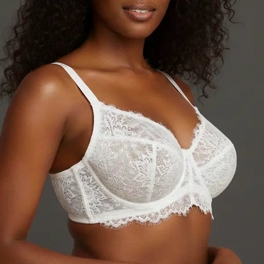 Sunflower Floral Lace Unlined Unpadded Plus Size Underwire Full Coverage Minimizer Bra dealsforyoudays