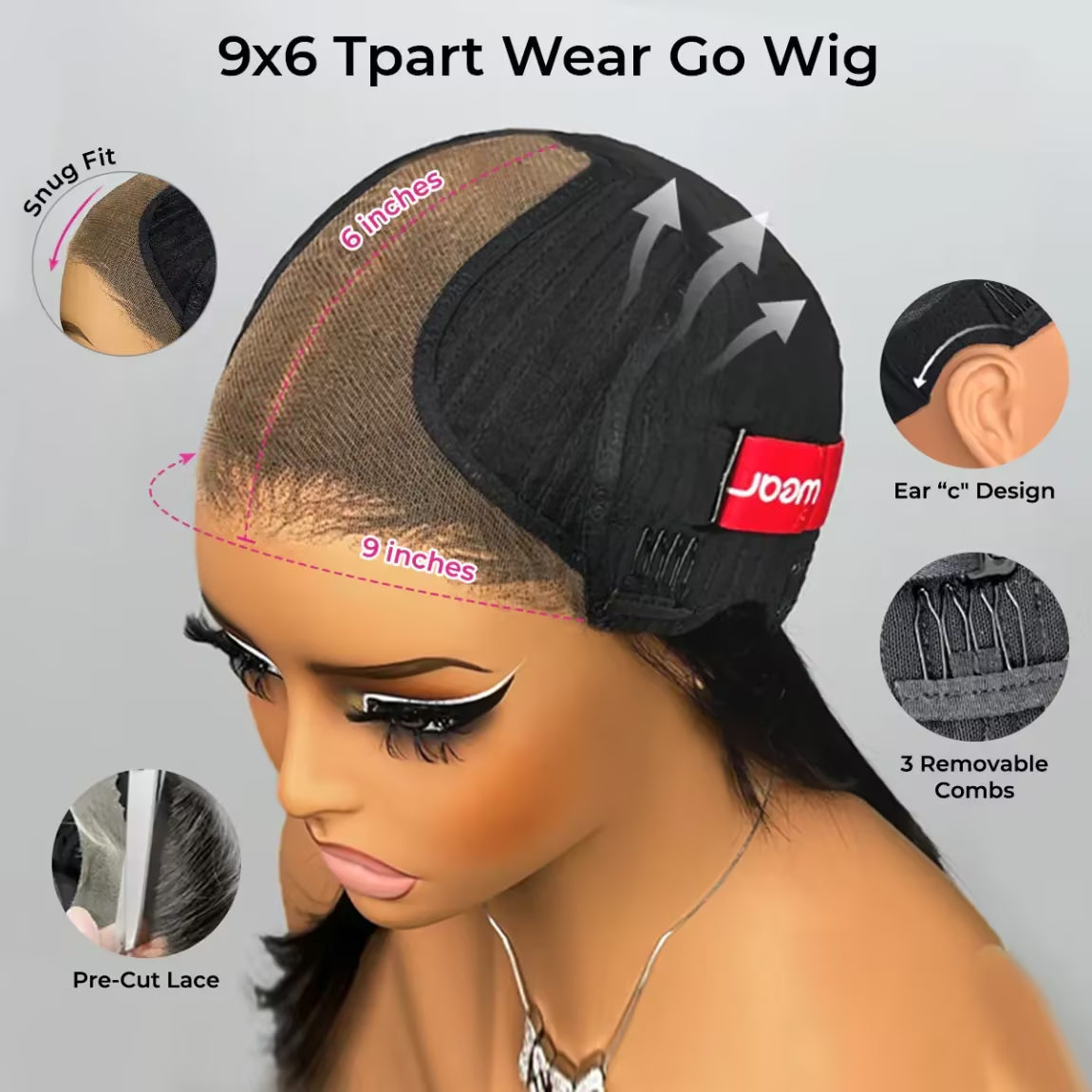 9x6 T-Part Yaki Straight Bob Glueless Wig